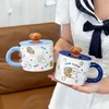 The latest 14.5oz cute bear ceramic Mark Cup Coffee mug with a spoon, many styles choose to customize any logo