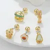 Stud Earrings 1pc Cute Color Zircon Food Hamburg Earring For Women Girl Stainless Steel Rod Screw Piercing Fashion Jewelry Gift