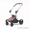 Strollers# Baby Stroller 3 In 1 luxe kinderwagen voor pasgeboren koets leer hoog landschap trolley auto roterende babyshell R230817
