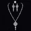 Ketting oorbellen set 2023 luxe driedelige lange trui keten dames bruid bruiloft oorrang kubieke zirconia dubai feest sieraden