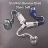 3 cm Big Ball Glass Oil Burner Pipe Reting Pipes 10mm 14mm 18mm Manlig kvinna för riggvatten Bong Adapter Tobak Nagel Böjd form Design Banger Nails