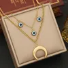 Necklace Earrings Set 2023 Fashion Multi-Layered Eye Moon Charm For Women Gift High Quality Stainless Steel Jewelry Party