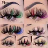 False Eyelashes Pink Blue Red 25MM Colored Lashes Bulk Wholesale 5D Mink Box Package Makeup 3D Fluffy Color Lash Vendor 230816