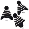 BeanieSkull Caps Stripe Winter Baby Beanie Cap Boys Girls Winter Warm Knit Ear Protection Cap for Toddler Korean Big Pompom Kids Crochet Hat 230816