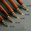 噴水ペン英語の書道ディップペン木製バレル柔軟な丸い丸ヘッドKhaki Mori Brass nib 230816