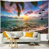 Tapestries prachtige zonsondergang landschap muur tapijt Zee Great Wave Beach Village Tapestry Forest Castle Gedrukte doek Huisdecoratie R230817