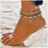 Anklets Vintage Shell Beads Starfish Turtle For Women Handmade Beaded Anklet Bracelets Foot Jewelry Bracelet Drop Delivery Dh7Uv