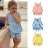 Mädchenkleider Baby Girls Outfits Kleidung Sommer Baumwollhändler Weste Kleider Shorts Shirt Anzüge Mode Top+Hosen Sets 2pcs 0-4T M R230816