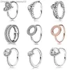 Anéis de banda New 100 925 Sterling Silver Pandora Ring Fashion Charms Popular Ring Wedding Ring for Women Hearthaped Lovers Rings Rings Diy Jóias Z230817