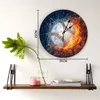 Wall Clocks Water And Fire Tennis 3d Clock Modern Design Farmhouse Decor Kitchen Vintage PVC Round Living Room Decoration