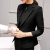 Costumes pour femmes blazers femmes noires blazer formel slim dame de bureau de travail de travail poches vestes manteau femelle coréenne décontractée courte femme 230817