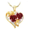 Halskette Ohrringe Set Creative Love Rose Heart Anhänger für Frauen exquisite Zirkon für immer romantische Valentinstag Schmuck