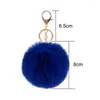 Keychains Keychain For Bags Black Pompom Faux Fur Ball Crystal Letters Key Rings Holder Trendy Jewelry Bag Charm Gift