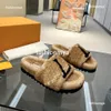 PASEO FLAT COMFORT MULE Luxury Designer Slipper Women Sandals Warm Slipper Slides Wool Rubber Slippers