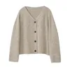 Damesbreien T Tees Autumn and Winter Women V Neck Loose Long Sheeved Cardigan Sweater Coat 230816