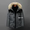 Dark Blue Canadian Designer Down Jacket Far Levy Goose Down Jacket Men's Canadian Parka 90% White Duck Down Mink Collar Par Coat Size: S-5XL