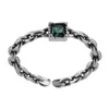 Cluster Rings Vintage Chain Emerald Green Zircon For Women Premium Light Luxury Design Adjustable Ring Jewelry
