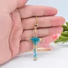 Gerdanlık kristal damla tutkal çapraz kolye kolye renkli kuru çiçek pullu kadınlar için kızlar mücevher hediyeler