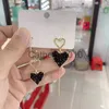 Charm Asymmetrical Retro Black Heart Earrings For Women 2023 Korean New Fashion Simple Elegant Jewelry Wholesale Birthday Gift J230817