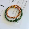 Strand em estilo chinês artesanato pulseira natural hetiana jade verde mulheres retro círculo duplo