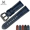 Sehen Sie sich Bands Maikes Quality Echt Leder Uhrengurt 22mm 24mm 26mm Fashion Blue Watch Accessoires Uhrband für Männer Frauen 230817