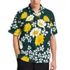 Camicie casual maschili giallo margherite bianche camicia da spiaggia stampa floreale arte hawaian uomo camicette retrò grafiche a maniche corte più dimensioni