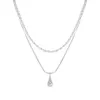 Correntes Ventfille 925 Sterling Silver Water Drop colar para mulheres meninas simples Camada dupla Jóias Presente de aniversário