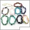 Beaded Strands Mticolor Broken Natural Stone Bracelets For Women Healing Crystal Quartz Elasticity Wristband Mens Fashion Je Drop Deli Dh0Xy