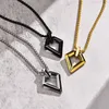 Pendant Necklaces Square Geometric For Men Stylish Punk Stainless Steel Oval Boy Male Gift Jewelry