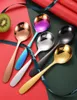 Flatware Sets 7-inch Stainless Steel Table Spoons Soup Bouillon Colorful Set 6 Pieces (Table Spoon)