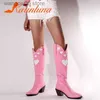 Bottes Cowgirl Western Boots 2023 Brand Design Heart Knee-High Boots Office Office Lady Cowboy Fashion Footwear confortable Great Quality T230817