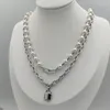 Kedjor S925 Sterling Silver Simple Fashion Pearls With Clasp Chain Love Lock Pendant Necklace Women's Party Jewelry Gift