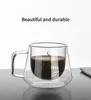 Wine Glasses Double Wall Glass Cup Heat Resistant Tea Coffee Mug With Handle Portable Transparent Beer Whiskey Drinkware Mugs