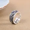 Pierścienie klastra Vintage 925 Sterling Silver God Eye Pierścień z różą dla kobiet otwartych i regulowanych