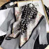 Scarves Artwork Design Print Flower imitate Silk Scarf Headband for Women Fashion Long Handle Bag Scarves Paris Shoulder Tote 70x70CM 2Colors Z230818