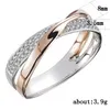 36PCSシンプルなゴールドシルバー新しいデュアルカラーX字型パターン女性の結婚指輪ファッションジュエリーブリリアントストーン大きなモダンリング