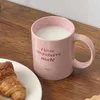 Mugs Lovely I Like Strawberries Very Much! Korean Ceramic Coffee Cup Pink Letter Breakfast Milk Home Office Drink Girl Gift