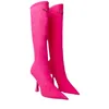 Klänningskor 2023 Style Women's Knee Boots Brand Design Clothing Show Fashion Point High Heels Chelsea Storlek 42 43 230816