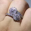 Cluster Rings Size 6-10 Luxury Jewelry 925 Sterling Silver Unique Princess Cut 5A Cubic Zirconia Party Promise Ring Women Wedding Flower