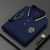 Polos męski Summer Korean Fashion Polo Shirt luksus haftowany bawełniany kołnierz klapy krótkie rękawy Topy 230817