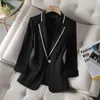 Frauenanzüge Blazer Herbst Blazer Paillettes Femme Sommer Sonnenschutzjacke weißer Anzug Mode dünne schwarze Strickjacke 230817