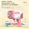 Novelty Games 32 Holes Gatling Soap Bubble Machine Water Gun Rocket er Automatic Blower For Kids Children Birthday Wedding Party 230816