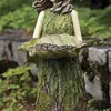 Garden Decorations Fairy Statue with Bird Feeder Lawn Resin Ornaments Art Sculptures for Outdoor Decoration 230816