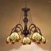 Hanglampen tiffany hangende lamp kroonluchters voor eetkamer 5 lichten gebrandschilderd glazen keukenverlichting armaturen antieke stijl