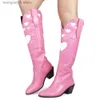 Boots Brand Design Female Western Boots Pointed Toe Slip-On Heart-Shaped 2021 Fashion Cowgirl Comfy Women Knee High Boots T230817