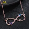 Chokers Personalisierte Infinity Loop Name Halskette Herzgeburtsstein Edelstahl genannt Halsketten Custom Geschenk Frauen 230817