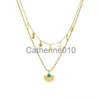 ペンダントネックレスMeyrroyu 316Lステンレス鋼2023 New Star Moon Gold Color Pendant Necklace Women 3 in 1 Green Stone Jewelry Fashion Party J230817