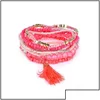 Bracelets de charme Bohemian Beach Mtilayer Boletes de tassel bangelas para mulheres Pulseira Praça de pulseira Jóias de pulseira em entrega de queda BK DHTPW