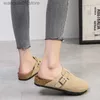 Slippels Comemore Sandalen vrouwen 2022 muilezels slippers retro suede sandalen vaste kleur mannen damesschoenen licht comfortabele slipper klompen 45 t230817