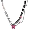 Choker Black Multi -Layered Kette Pin Pink Schmetterling Halskette für Frauen Girl Geschenkparty Schmuck Großhandel Großhandel